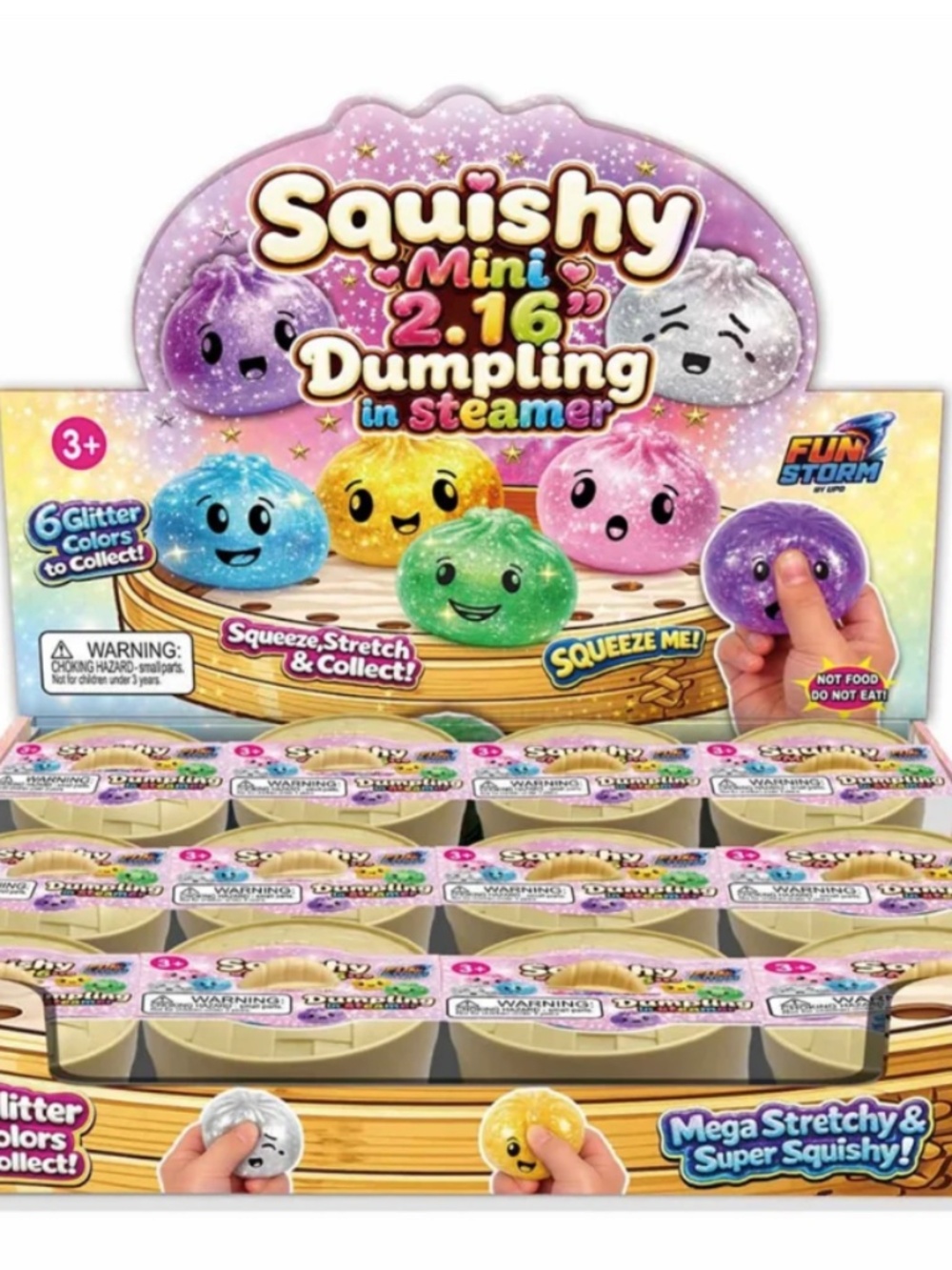 Fun Storm Mini 2.16" Glitter Dumpling in Steamer & Shrink Wrap Mystery (1pc)